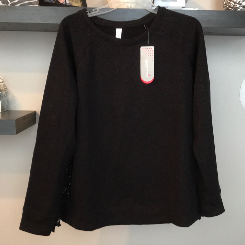 DONATING TOMORROW NWT black side tie sweatshirt